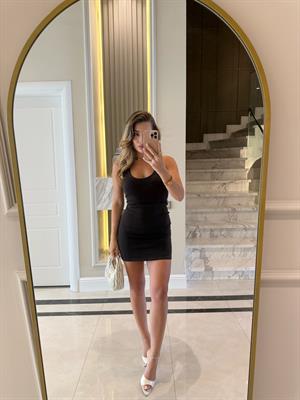 Koyu Kahve Halter Yaka Mini Elbise-91508