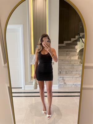 Koyu Kahve Halter Yaka Mini Elbise-91508