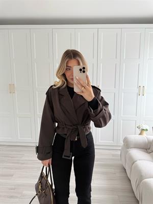 Koyu Kahve  Reglan Kısa Ceket-9306