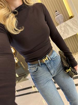 Koyu Kahve Yarım Balıkçı Yaka Top-31433