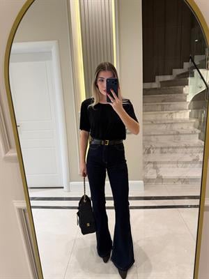 Koyu Lacivert İspanyol Paça Jean