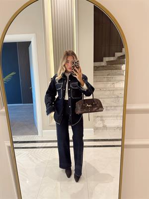 Koyu Mavi Droplu Denim Takım-0622