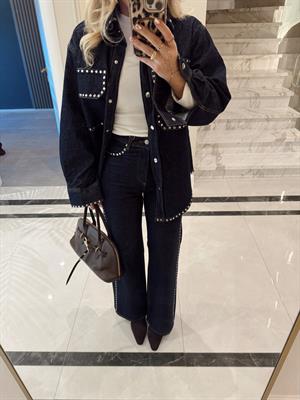 Koyu Mavi Droplu Denim Takım-0622