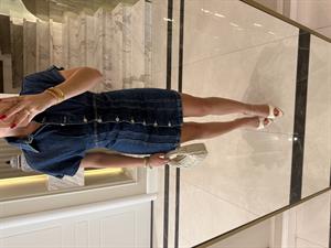 Koyu Mavi Düğmeli Kısa Denim Elbise