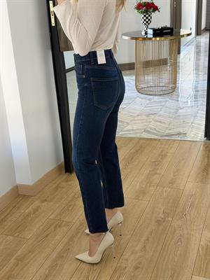 Koyu Mavi Kesik Paçalı Boyfit Jean-2141