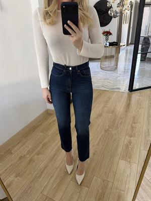 Koyu Mavi Kesik Paçalı Boyfit Jean-2141