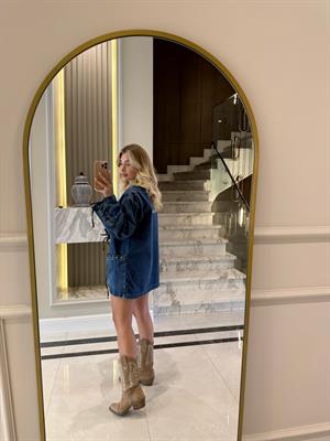 Kuş Gözü Detaylı İkili Denim Takım 