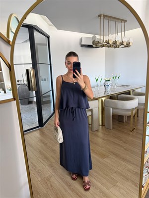 Lacivert Askılı Bluz Etek Takım-51165