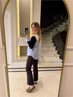 Lacivert Çift Patlı Triko Gömlek