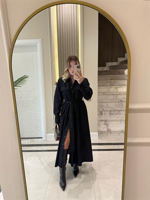 Lacivert Denim Elbise-35525