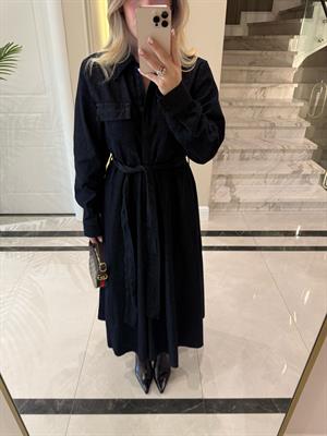 Lacivert Denim Elbise-35525