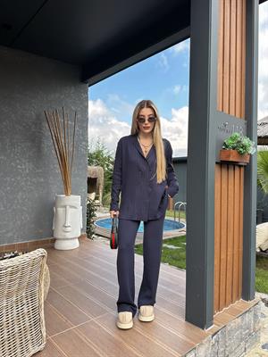 Lacivert Elit İplik İkili Triko Takım 