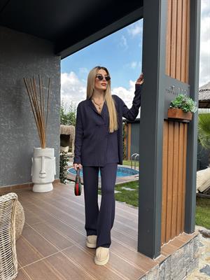 Lacivert Elit İplik İkili Triko Takım 