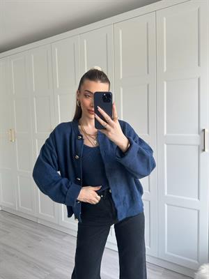 Lacivert Gold Düğmeli Atlet-Hırka İkili Takım