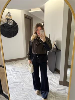 Lacivert-Kahve Trenç Detaylı Spor Takım-37063