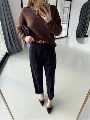 Lacivert Kendinden Kemerli Denim Pantolon -51088