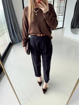 Lacivert Kendinden Kemerli Denim Pantolon -51088