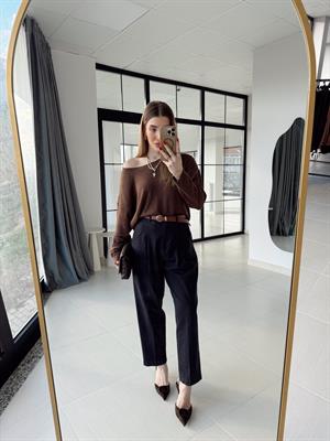 Lacivert Kendinden Kemerli Denim Pantolon -51088