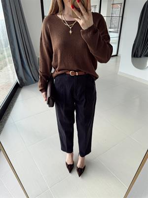 Lacivert Kendinden Kemerli Denim Pantolon -51088