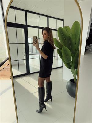 Lacivert-Navy Polo Yaka Elbise - 90912