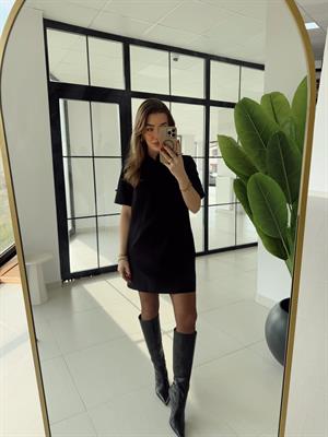 Lacivert-Navy Polo Yaka Elbise - 90912