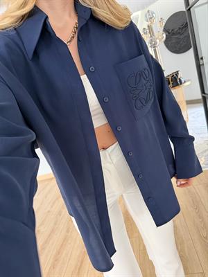 Lacivert Orjinal Marka Cebi Nakışlı Gömlek