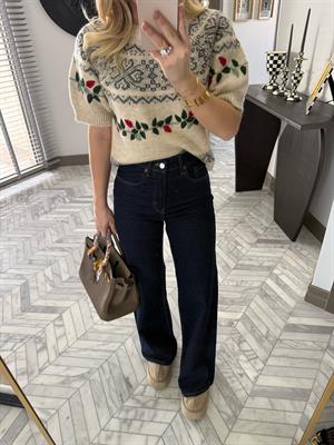 Lacivert Orjinal Marka Wide Leg Jean