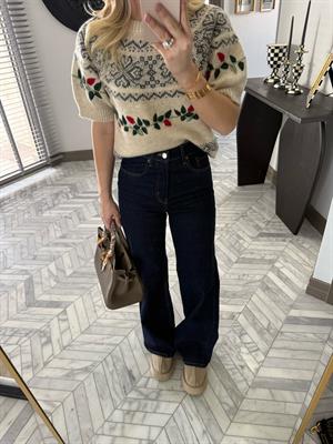 Lacivert Orjinal Marka Wide Leg Jean