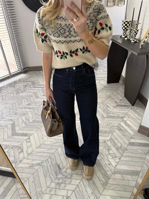 Lacivert Orjinal Marka Wide Leg Jean