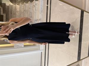 Lacivert Parçalı Kemer Detaylı Elbise 