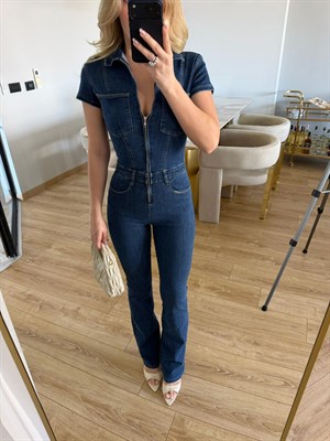 Lacivert Pensli Denim Tulum