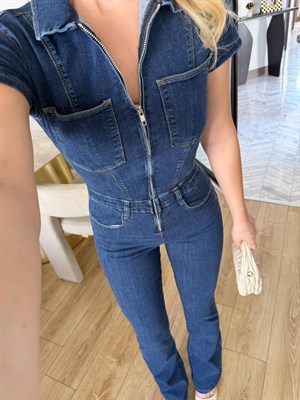 Lacivert Pensli Denim Tulum