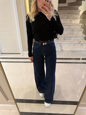 Lacivert Rins Yıkama  Geniş Paçalı Jean -71706