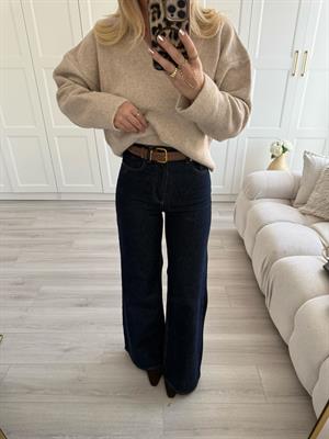 Lacivert Rins Yıkama Geniş Pantolon-71706