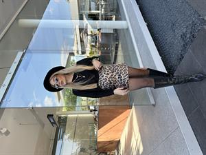 Leo Desenli Dokulu Yüzey Mini Etek 