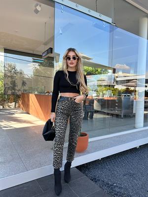 Leopar Desen Boyfit Kesim Jean  