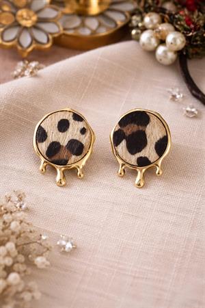 Leopar Desenli Akış Küpe