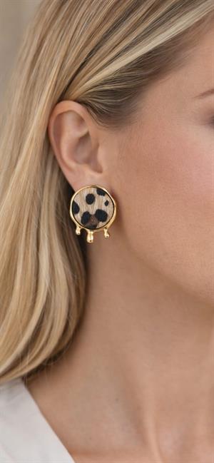 Leopar Desenli Akış Küpe