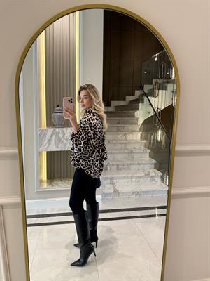 Leopar Desenli Bomber Ceket