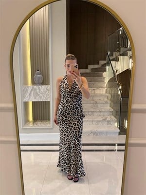 Leopar Desenli Etek - Bluz Takım
