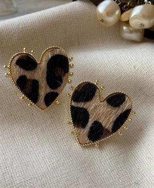 Leopar Desenli Kalp Küpe