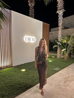 Leopar Desenli Midi Elbise