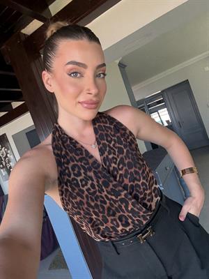 Leopar Desenli Sırtı Açık Tül Bodysuit