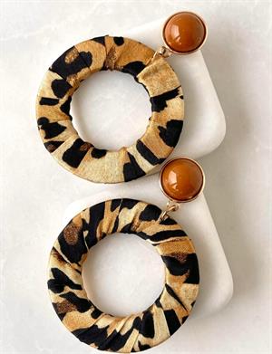 Leopar Desenli Taba Halka Küpe