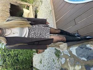 Leopar Desenli Yırtmaçlı Şort Etek