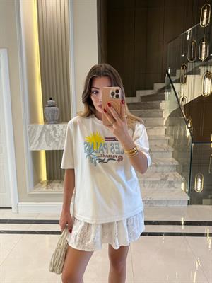 Les Palms Baskılı Basic Tişört