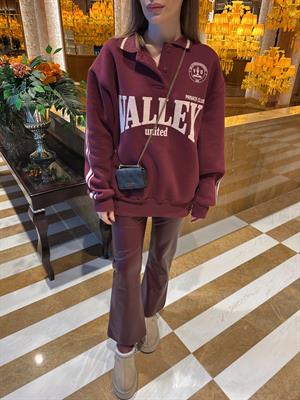 Marka Model Bordo Şardonlu Sweatshırt