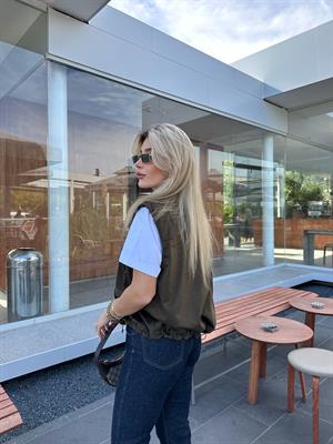 Marka Model Büyük Cep Detaylı Nubuk Haki Yelek