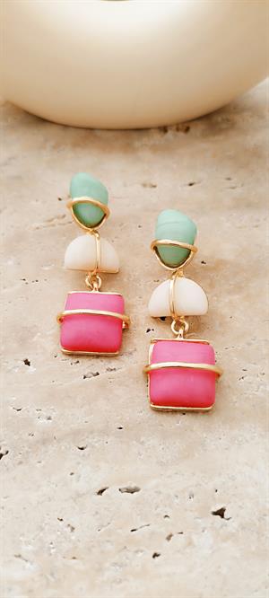 Marka Model Pembe Taşlı Küpe