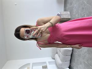 Marka Model Poplin Askılı Pembe Elbise